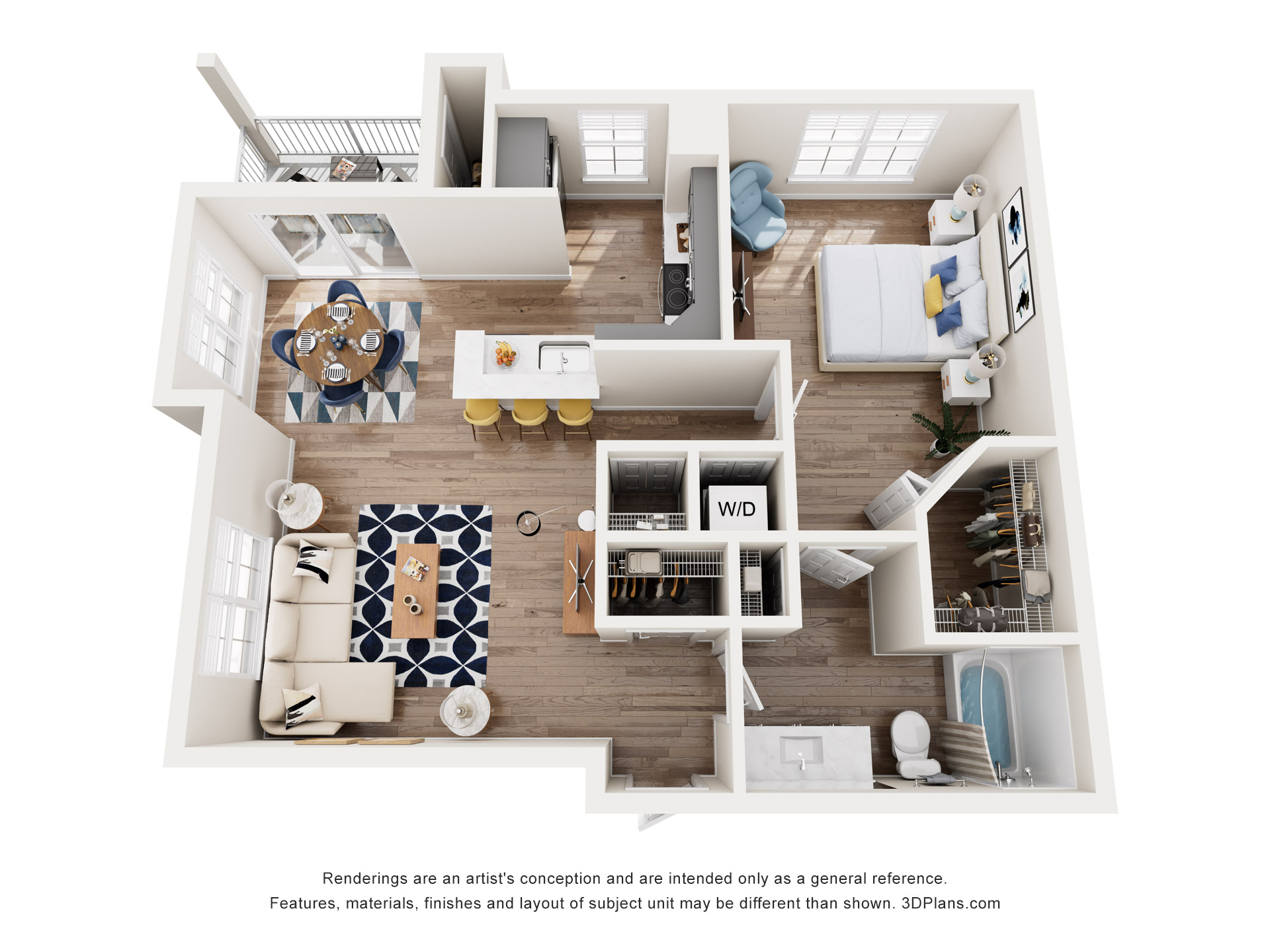 1 Bedroom, 1 Bathroom Gold Image